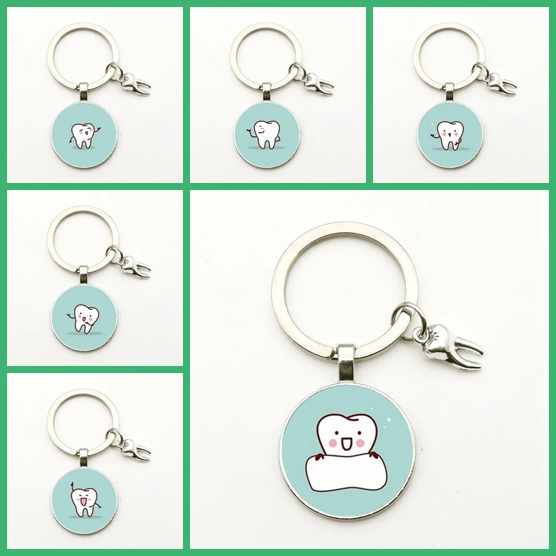 2020 Fashion Cute Dentist Tooth Pendant Keychain Dental Souvenir Key