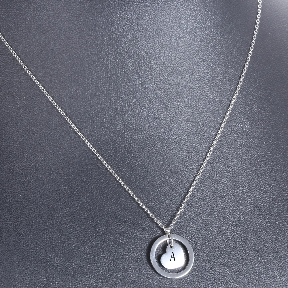 HSWYFCJY Collana Donna In Argento E Oro Con Ciondolo Cuore E Lettera Iniziale, Acciaio Inox 316L, Catena Regolabile 45+5 Cm, Personalizzata