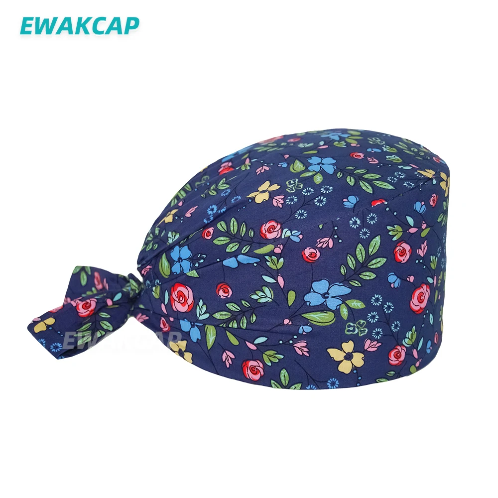 Unisex Scrub Cap with Buttons Adjustable Anime Printing Bouffant Nursing Hat Head Scarf Pet Shop Lab Women Work Surgicals Hats white skully hat Skullies & Beanies