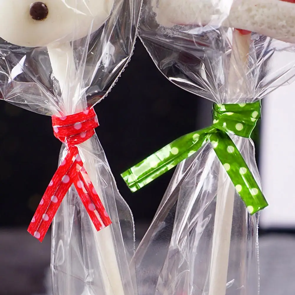 

100Pcs DIY Metallic Twist Ties For Candy cellophane Wrap Lollipop Cake Pop Bag Party Wedding Decoration Gift Wrapping 9cm Dot