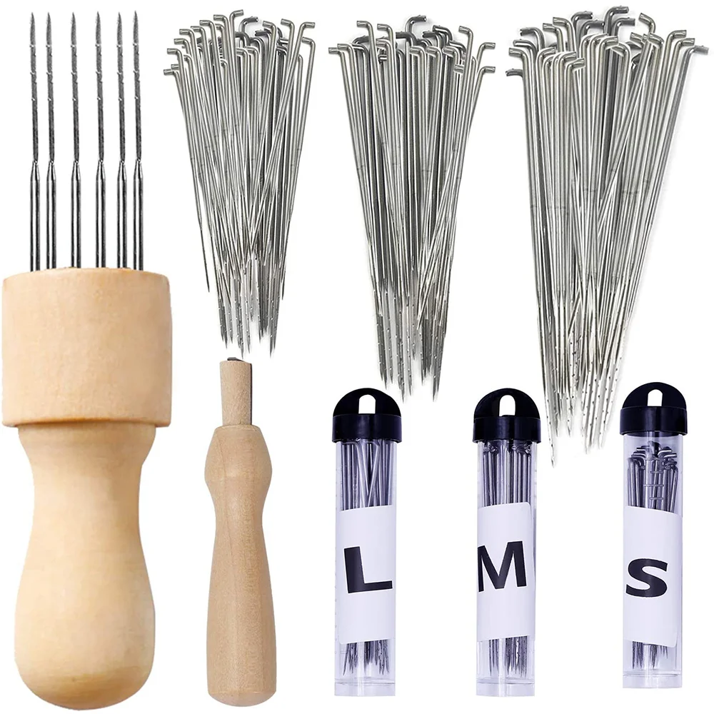 Fenrry 90Pcs Felting Needles 3 Sizes Felting Needles Wool Felt Tools DIY Craft Felt Needle with Solid Wood Handle