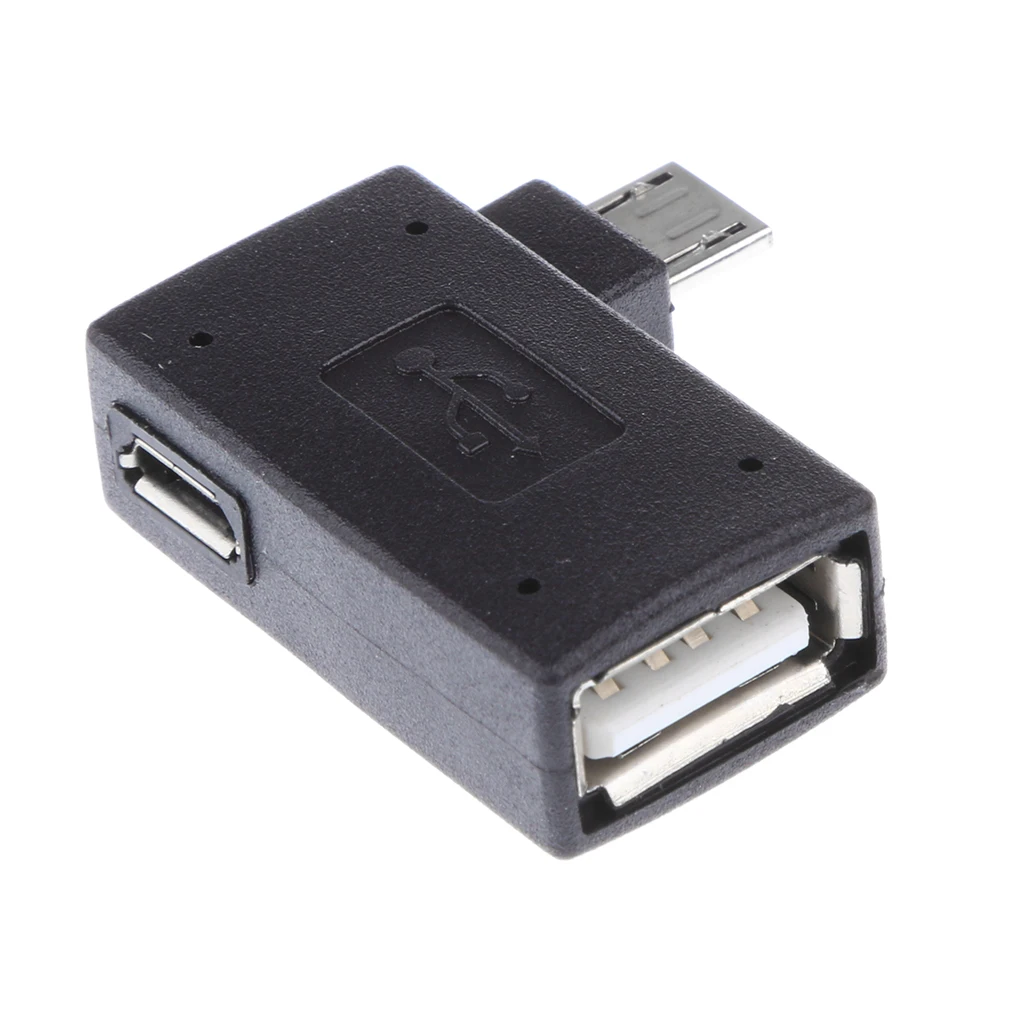 4Pcs 90 Degree Angle Micro USB 2.0 OTG Host Adapter M To F With USB Power