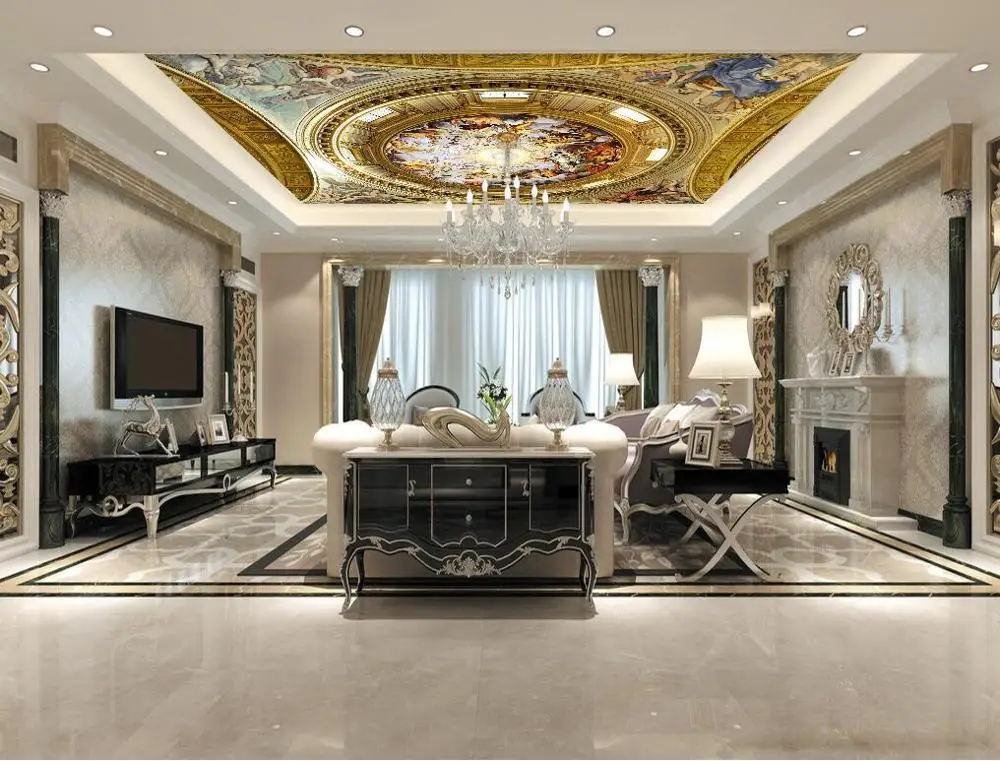 

Holy angel to the devil European ceilings Modern Designs 3D Living Room Bedroom Ceiling Wallpaper Papel De Parede