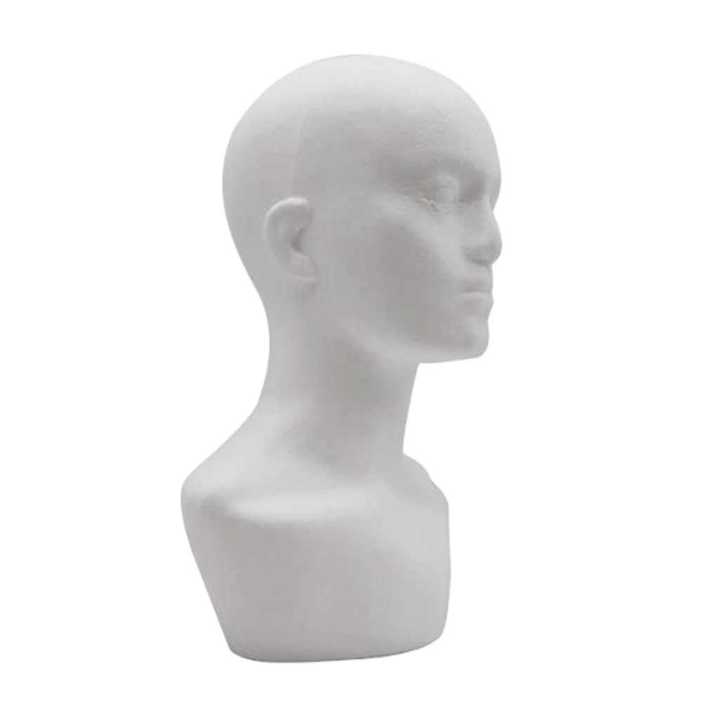 Styrofoam Hair Display Mannequin Head Stand Manikin For Hat Wig Caps 21'' White