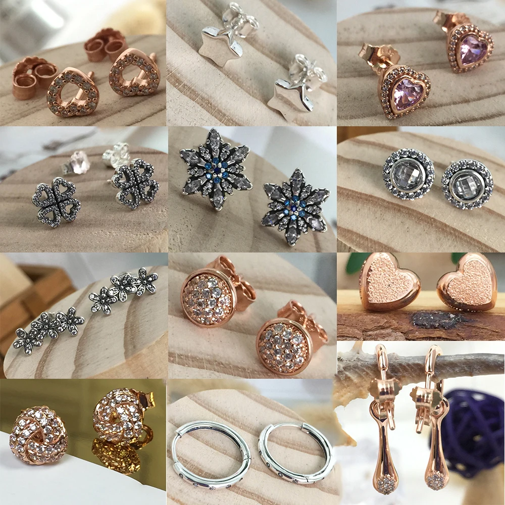 925 пробы серебряные классические симметричные серьги с аутентичными звездами дамские очаровательные модные ювелирные изделия DIY