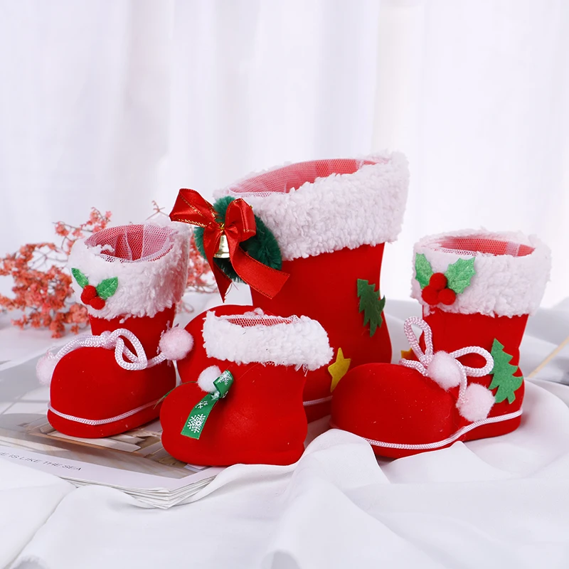 1pc Merry Christmas Gift Santa Boot Shoes Home Party Decor Xmas Tree Chrismas Decoration 4 Size