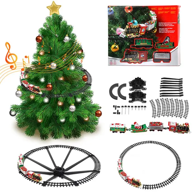2022 Christmas Electric Railway can be installed on the Christmas tree with Lights and Music children's RC Train New Year Gifts 1