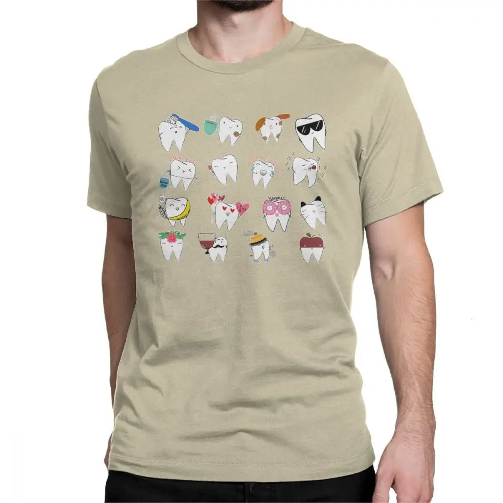 One yona Teeth Детские футболки для мужчин стоматолог стоматология зубной гигиенист новинка футболка Crewneck хлопковая одежда 4XL 5XL футболка - Цвет: Khaki
