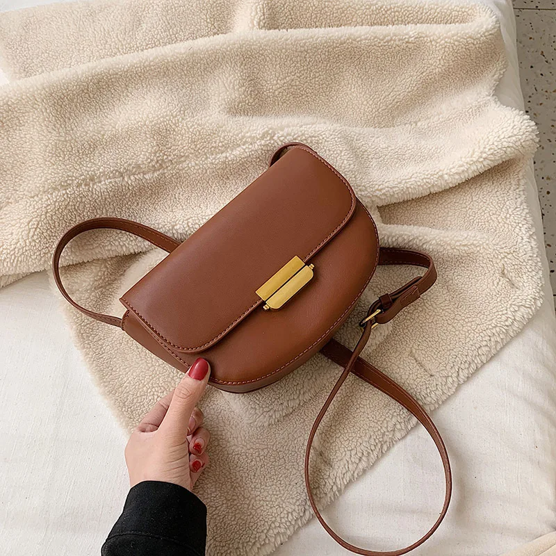 

Saddle Bag Western Style WOMEN'S Bag 2019 New Style Fashion Korean-style Versatile Textured Shoulder Bag Fashion Simple Shoulder