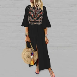 Half Sleeve High Slit Evening Dresses for Dinner Party 2022 Black Dress Dibai Floor-Length Special Occasion вечернее платье Robe