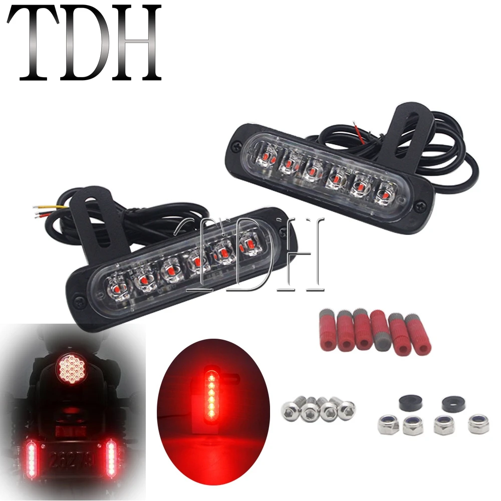 

B6 Dual Motorcycle License Plate 12V LED Auxiliary Brake Lights Red Tail Light For Harley Honda Suzuki Racing Bike Taillight