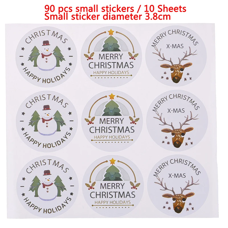

90pcs/lot Merry Christmas Snowman Deer Decorative Round Self-adhesive Sealing Stickers Gift Stationery Sticker