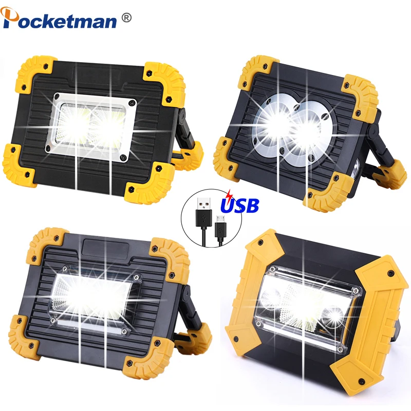 100W Powerful Spotlight 5000LM Portable Work Light LED Rechargeable Portable Waterproof Work Lamp for Outdoor Camping by 18650