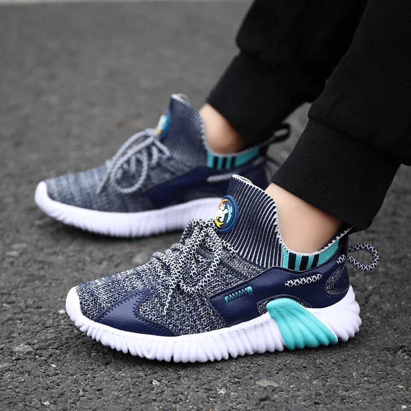 ULKNN BOY'S Athletic Shoes 2020 New Style Big Boy Casual Trend Versatile Anti-slip 12 Fly Woven Breathable Running SNEAKERS