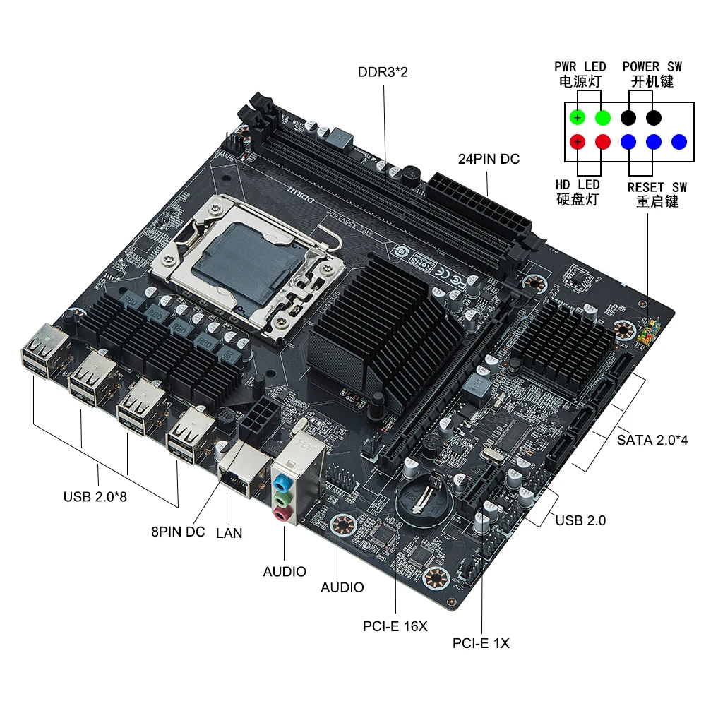 Комплект материнской платы X58 setLGA1366 с процессором Intel xeon X5650 и памятью 16 Гб (2 шт. * 8