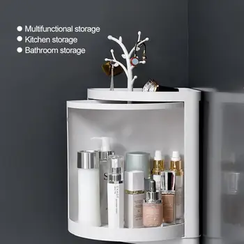 

Multi-Functional Rotating Wall Corner Storage Rack Bathroom Tool Storage Box Shelf (White Single Layer) Tool Kits Accessory