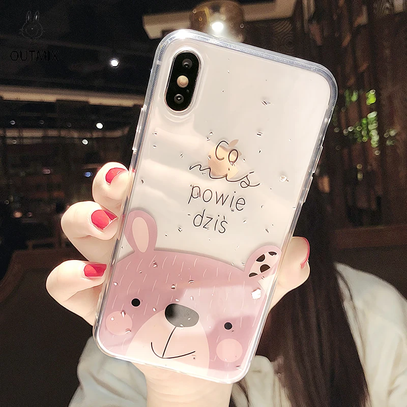 

Bear Cartoon Accessories For Coque iphone6 7 8xs Max Transparent Bear Soft TPU Back For iphone 11 11pro 7plus Cute Lovely Clear