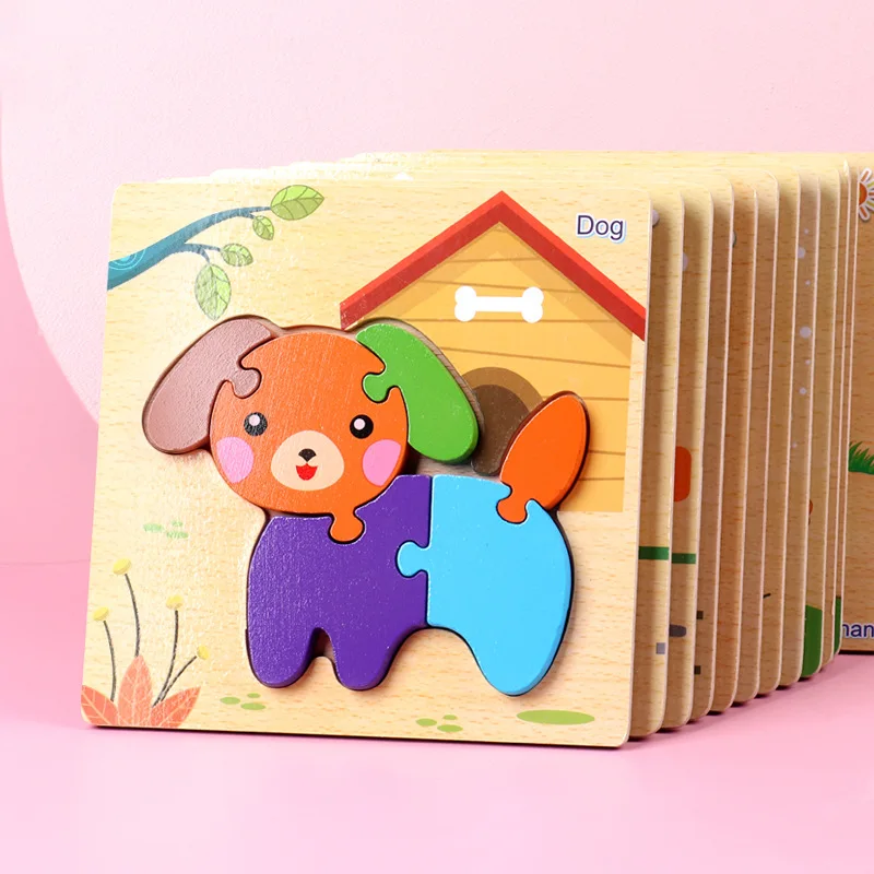 

Lntelligence Baby Toys Wooden 3d Puzzle Cartoon Animal For Kids Educational Brain Children Tangram Shapes Learning Jigsaw Toy