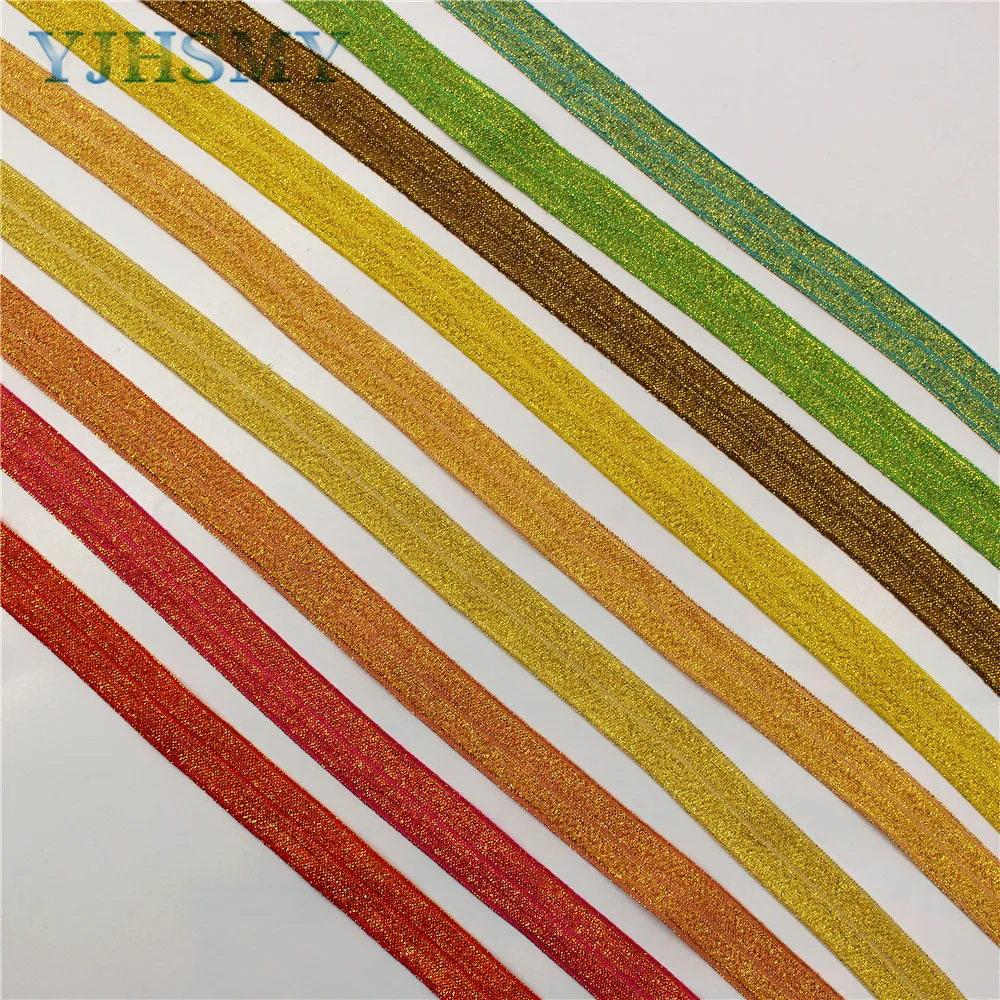 E-20514-1106 10yards 5/8'' Solid color shining Elastic Foldover Elastics Stretch Hair Ties Headbands for Baby Girls Bow | Дом и сад