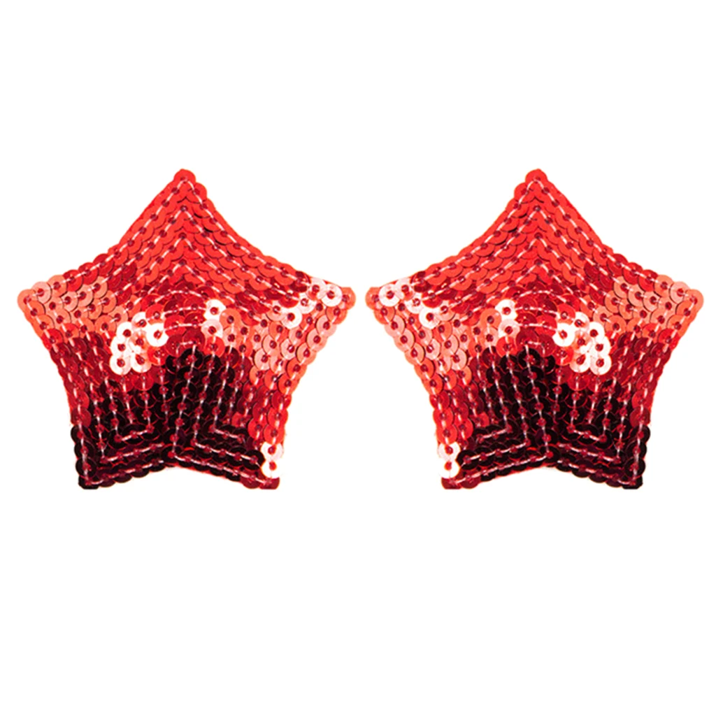 1 Pair Women Star Shaped Sparkling Sequins Nipple Covers/Breast Petal Pasties Adhesive and Reusable Stickers Bra Pad Patch