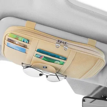 

New Car Sun Visor Organizer Universal Vehicles Zippered Cell Phone Tablet Cards Holder Storage Bag