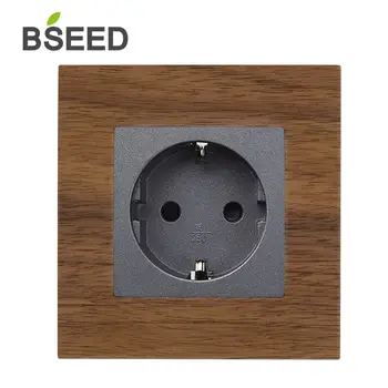 

BSEED Electric Wall Socket 2 Colors EU Power 16A Single Wooden Electrical Outlet 110V - 250V