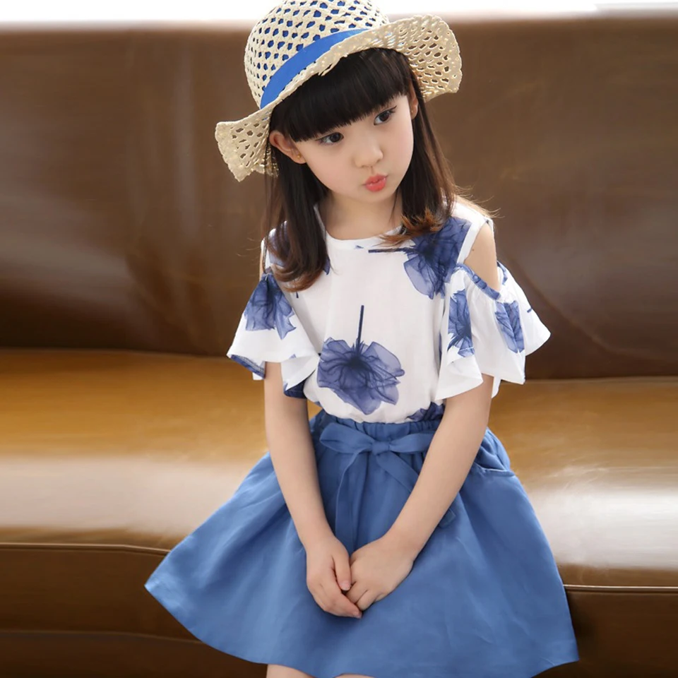 

2019 Summer Teenage Girls Suit Girl Clothing Set Kids Short Sleeve Princess Children Clothes Sets Outfits 5 6 8 9 10 11 12 Years