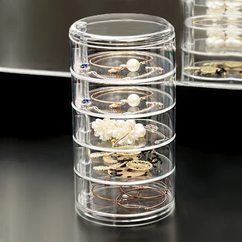 

Transparent rotating plastic jewelry box earrings necklace ring storage box multifunctional storage rack WY606