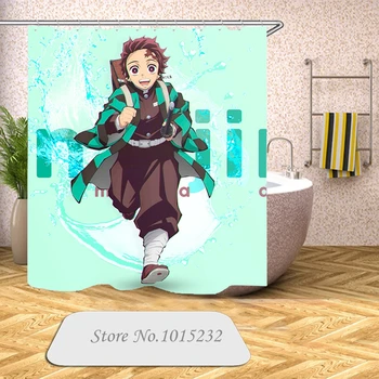 

Kimetsu no Yaiba 3D Print Demon Slayer Anime Shower Curtain Polyester Fabric Bathroom Curtain Waterproof Hook Bath Curtain 12
