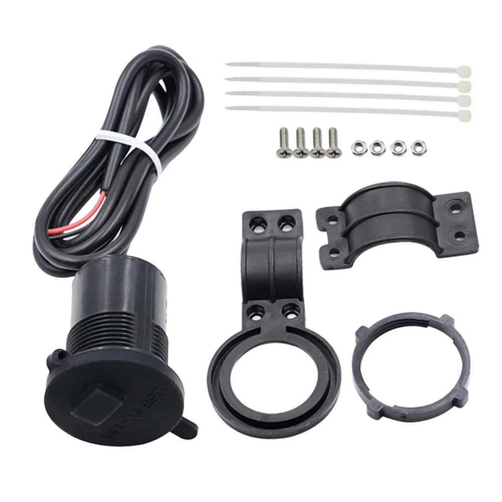

USB Motorcycle Bike Charger Waterproof 12V-24V Power Supply Adapter Charger Socket With 1.2M Line Handlebar Mount Charger
