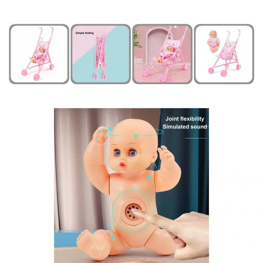 

1 Set Baby Cart Toy High-quality Exquisite Sturdy Foldable Baby Cart Toy with Doll for Girl Baby Walker Doll Stroller