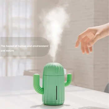 

New USB Ultrasonic Air Humidifier Cactus Timing Aromatherapy Essential Oil Diffuser Aroma Mist Maker Fogger Mini with light