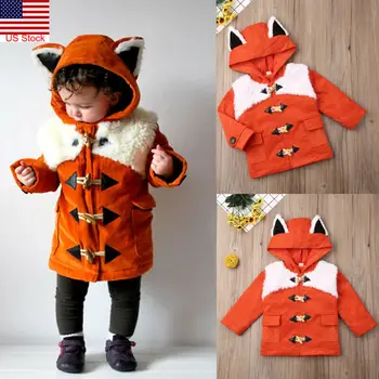 

Toddler Girls Boy 1T-6T Winter Warm Hooded Button Coat Jacket Outerwear Clothes