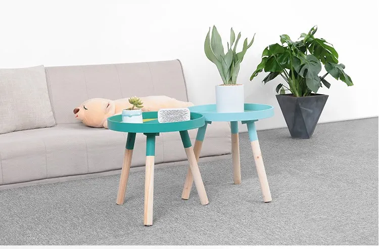 Журнальный столик сбивающийся круглый 3 ножки современный минималистичный домашний декор центральный стол маленький круглый деревянный столик