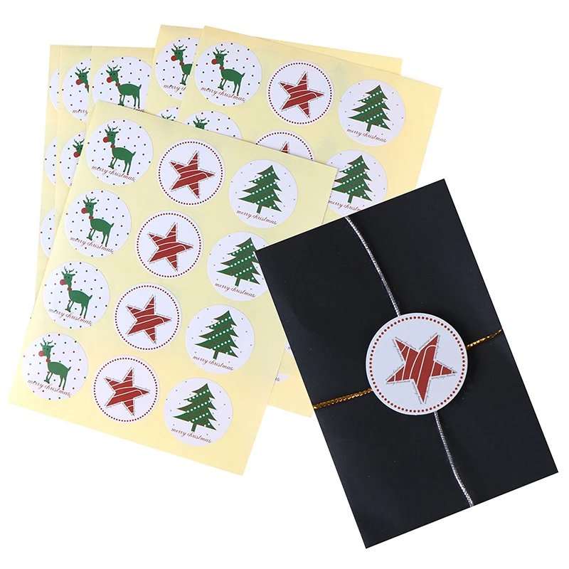 

120pcs Christmas Sticker Elk Christmas Tree Deer Star Design Paper Label Baking Gift Sticker Merry Christmas Stationery Stickers