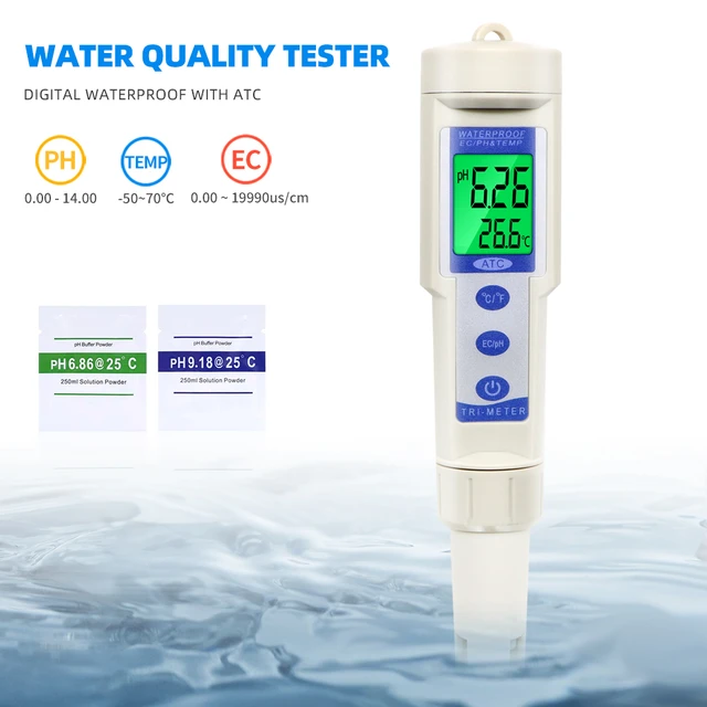 Ph / ec / temp Meter, haute précision portable 3 en 1 type stylo