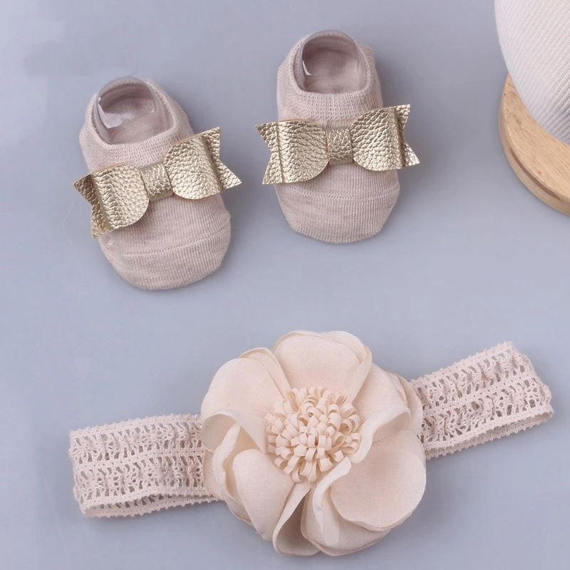 2 Pcs Set Cute Baby Girl Headbands Socks Set Lace Flower Bows Crown Newborn Headband Girls Hairband Turban Baby Hair Accessories Hair Accessories Aliexpress