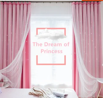 

Gradient Color Curtains Star Cut Hollow out Blackout Curtains Curtain with Die-Cut Stars for Princess Living Room ，Customizable