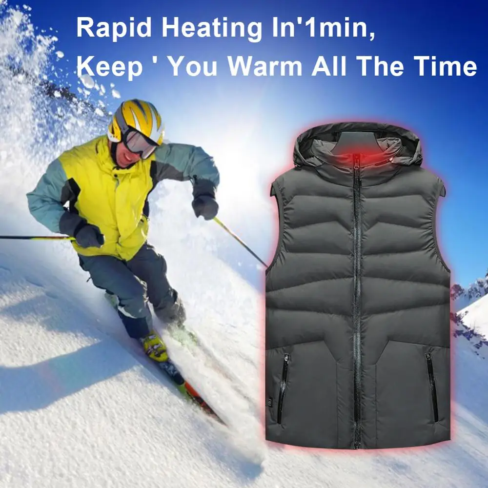 

male and female Multifunctional Heated Vest USB Winter Intelligent Heated Warmer Vest Hooded Heating Jacket Breathable Coat