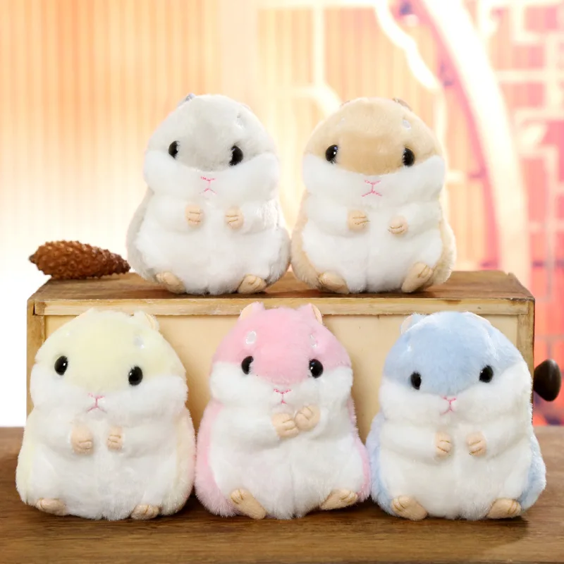 Mini Plush Hamster Keychains Toys Stuffed Hamster Faux Rabbit Fur Pompom Fluffy Trinkets Car Handbag Pendant Key Chian Ring Hold