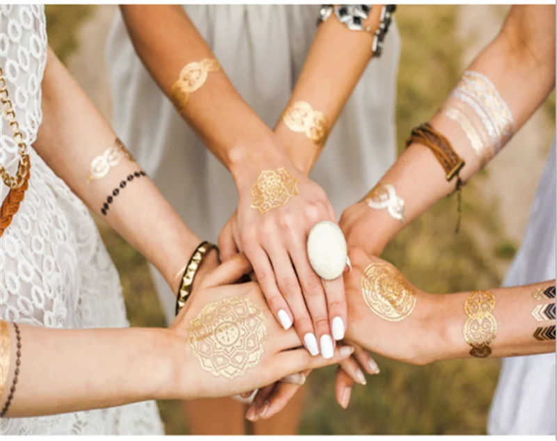 Золотая временная тату краска для тела 1 шт. бронзатор макияж лица|Наборы макияжа|