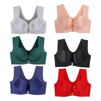 

Fashion Bra Spring And Summer Seamless Sexy Front Button Bra Push Up Underwear Buckle Female Plus Size Wire Free Small Chest Bra