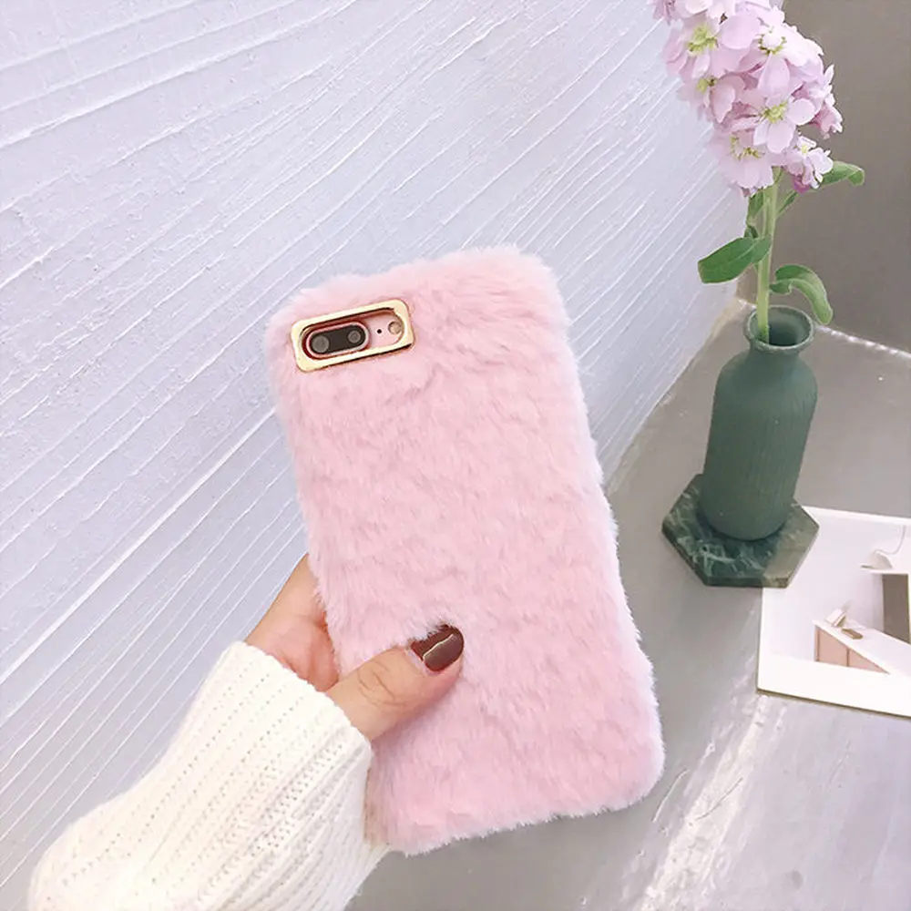 LCHULLE милый меховой пушистый чехол для Apple IPhone XR XS MAX X 6 6S 7 8 Plus 5 5S SE мягкий кроличий мех волос прекрасное покрытие Coque Shell