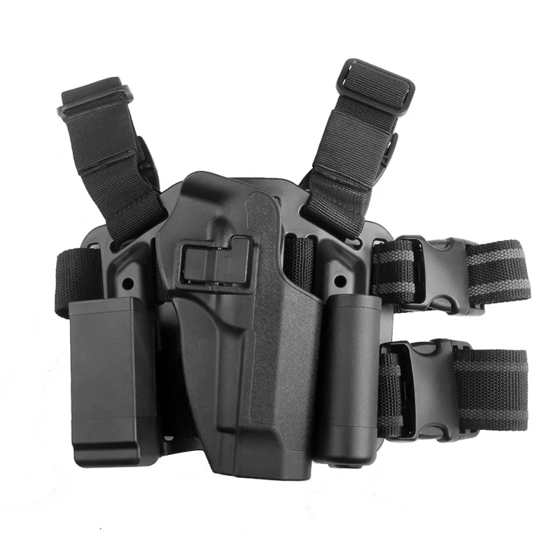 CQC Beretta 92 96 M9 Gun Holster Tactical Military Airsoft Thigh Leg Holster Hunting Accessories Right Handed Pistol Holder - Color: Black