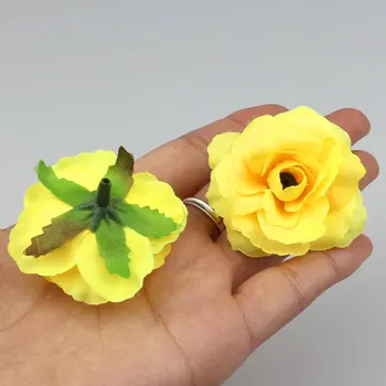 

30 Pieces NEW Yellow Artificial Silk Rose Flower Heads For Wedding Party Hair Clip Flower Bouquet Kissing Ball Decoration