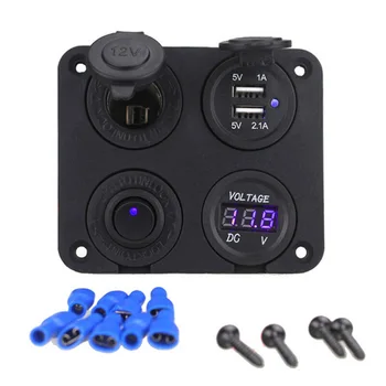 

Switch Switch panel Panel 2 USB 12V For Marine Truck Camper Blue Termina