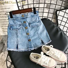 Штаны для девочек летние детские однотонные джинсовые шорты на пуговицах детские шорты для девочек штаны для девочек