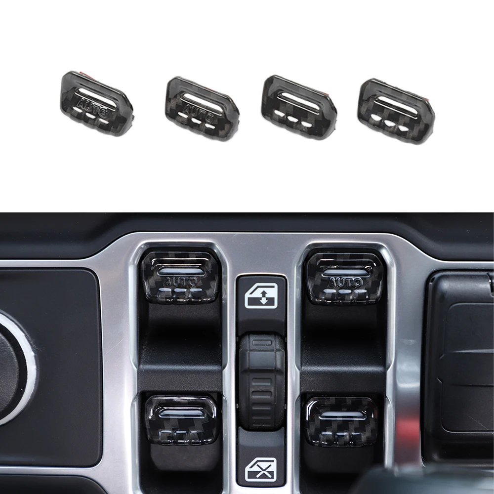 Orange 4PCS Car Window Switch Button Cover Trim Interior Accessories for Jeep Wrangler JL JLU Gladiator JT 2018-2021 