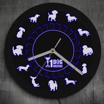 

Lovely Doggie Dachshund Dog Modern LED Backlight Wall Clock Animals Hospital Wall Art Pet Store Puppy Decor Watch Dog Lover Gift