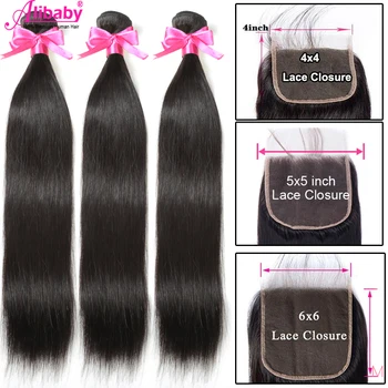 

6x6 Closure And Bundles 30 Inch Straight Hair Bundles With Closure 5X5 Closure Full Brazilian Hair 100% Remy Human Hair Bundles